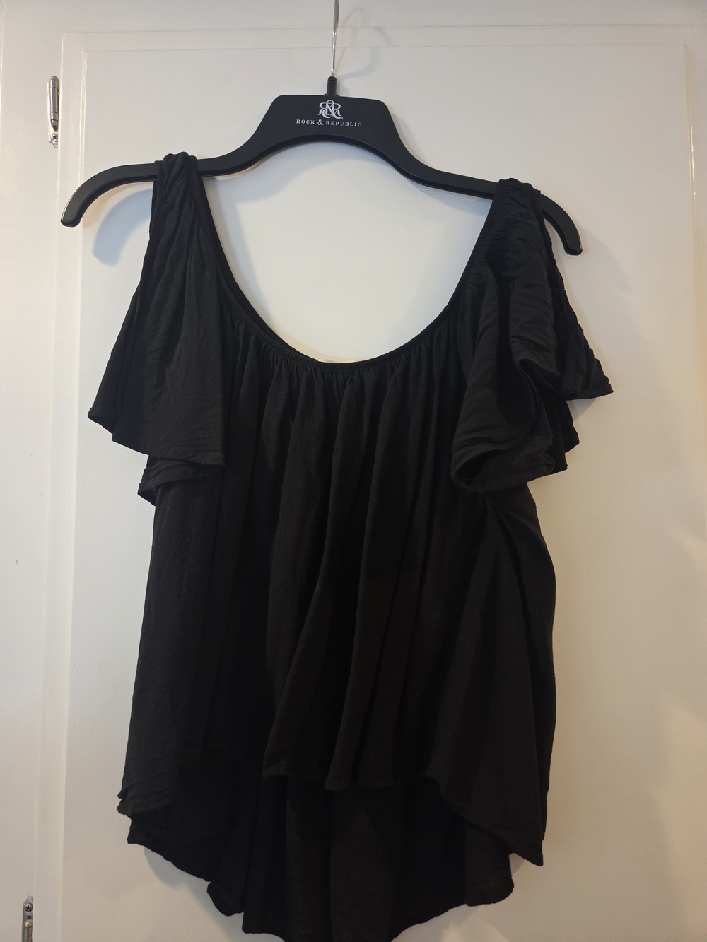 Altar'd State Black Off-Shoulder Ruffle Tunic